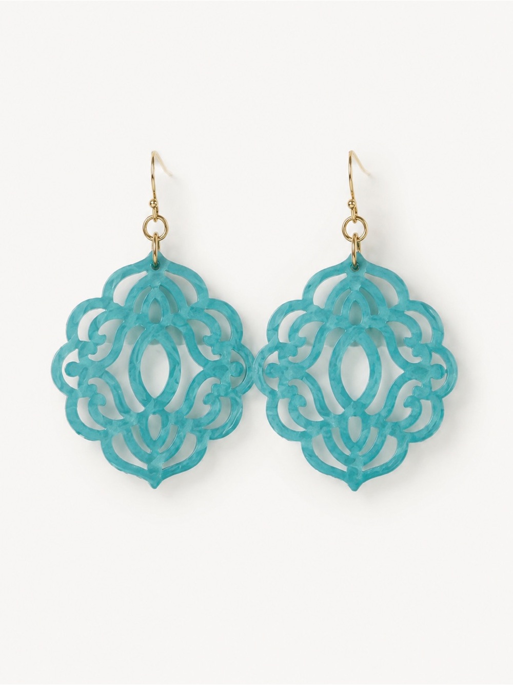 Zenzii Baroque Resin Drop Earrings Bright Blue Statement Dangle